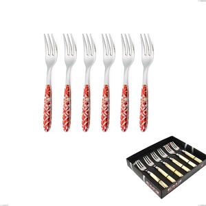 Showcase Box 6 Pieces Vero Circle Dessert Forks, 18.0 Stainless Steel Nickel Free, PBT Handle with Sublimated Polished Steel Name: Vero Circle