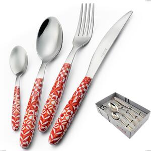 16 Piece Vero Circle Cutlery Set in Showcase Packaging, 18.0 Stainless Steel Nickel Free, PBT Sublimated Polished Steel Handle