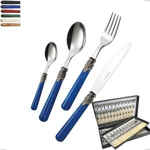 Versailles 75 Piece Cutlery Set in Canteen Box, Polished 18/10 AISI 304 Stainless Steel with Acrylic Handle