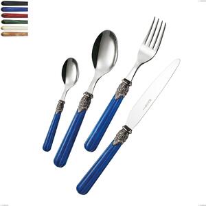 Coloured Cutlery Set 75 Pieces VERSAILLES in 18/10 Stainless Steel with Marbled Handle Effect in Gift Case