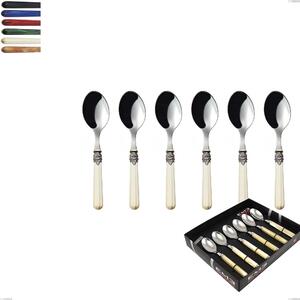 Showcase Box 6 Pieces Versailles Coffee Spoon, Polished 18/10 AISI 304 Stainless Steel with Acrylic Handle