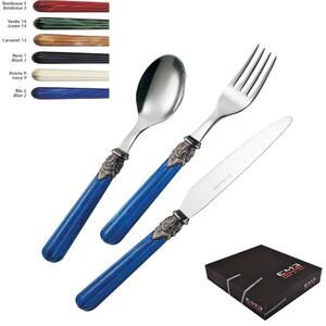 Coloured Cutlery Set 36 Pieces VERSAILLES in 18/10 Stainless Steel with Marble Effect Handle in Gift Case