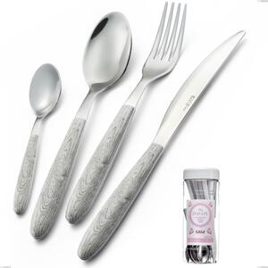 French Jar Packaging 16 Pieces Cutlery Set Vero Betulla, Steel 18.0, PBT Sublimated Handle Polished Steel