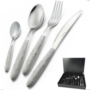 24-Piece Cutlery Set in Birch Wood Case, 18.0 Steel, PBT Handle with Polished Steel Sublimation, Vero Betulla