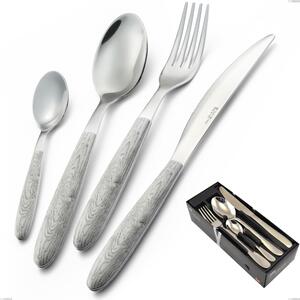 24-Piece Vero Betulla Cutlery Set in Space-Saving Packaging, 18.0 Steel, Sublimated PBT Handle, Polished Steel