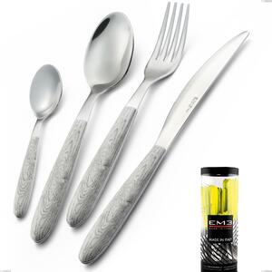 Cylinder Packaging Cutlery Set 24 Pieces Vero Betulla, Steel 18.0, PBT Handle Sublimated Polished Steel