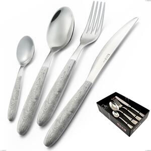 24 Piece Vero Betulla Cutlery Set in Display Case, 18.0 Steel, PBT Handle with Sublimated Polished Steel