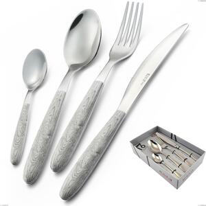 16 Piece Real Birch Cutlery Set in Showcase Packaging, 18.0 Steel, Sublimated PBT Handle with Polished Steel, Name: Vero Betulla