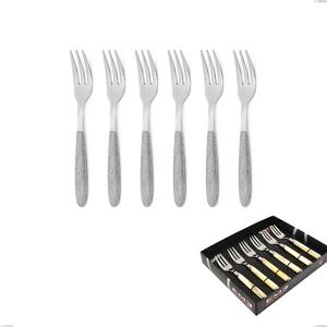 Showcase Pack 6 Pieces Dessert Forks Vero Betulla, 18.0 Steel, PBT Sublimated Handle Polished Steel