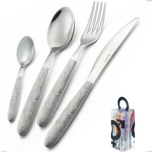 You&Me Cutlery Set 24 Pieces True Birch, Steel 18.0, PBT Sublimated Handle Polished Steel Name: True Birch