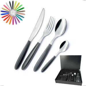 24-piece cutlery set in real wood case, 18/0 AISI 430 nickel-free stainless steel with ABS acrylic handles, Vero
