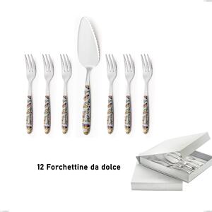 13-piece Dessert Cutlery Set, Small Forks Plus Cake Server Vero Butterfly in Book-style Box, 18.0 Nickel Free Steel, PBT Handle with Sublimated Polished Steel