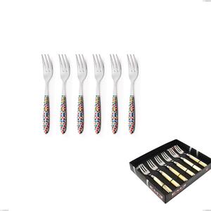 Showcase Pack 6 Pieces Dessert Forks Vero Coriandoli, 18.0 Nickel Free Steel, PBT Sublimated Handle Polished Steel
