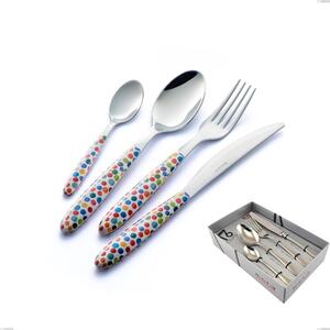 16-Piece Vero Coriandoli Cutlery Set in Showcase Packaging, 18.0 Nickel-Free Stainless Steel, Sublimated PBT Handle with Polished Finish