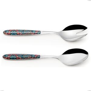 True Damascus Salad Pair, 18.0 Nickel-Free Steel, PBT Handle with Sublimated Polished Steel, Length 250 mm Name: Vero Damasco
