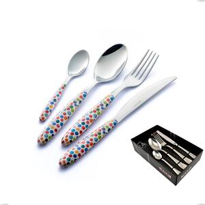 24 Piece Vero Coriandoli Cutlery Set in Display Box, Nickel-Free 18.0 Steel, Sublimated PBT Handle with Polished Steel