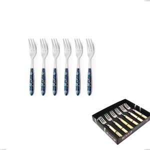 Showcase Pack 6 Pieces Vero Garden Dessert Forks, 18.0 Nickel Free Steel, PBT Sublimated Polished Steel Handle