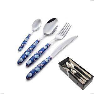 24-Piece Vero Garden Cutlery Set in Space-Saving Packaging, 18.0 Nickel-Free Steel, PBT Sublimated Polished Steel Handle