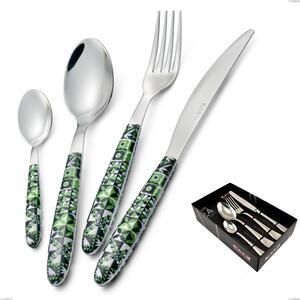 Vero Icon 24 Piece Cutlery Set in Display Case, 18.0 Nickel-Free Stainless Steel, PBT Sublimated Polished Steel Handle