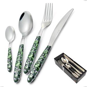 Vero Icon 24 Piece Cutlery Set in Space-Saving Packaging, 18.0 Nickel-Free Stainless Steel, PBT Sublimated Polished Steel Handle