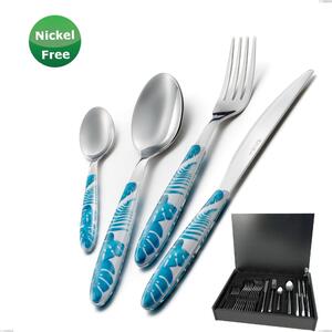 24-Piece Cutlery Set in Wooden Case Vero Jungle Turch ese 32, Stainless Steel 18/0, Thickness 2.50 mm
