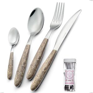 French jar packaging 16 pieces cutlery set Vero Larice, 18.0 stainless steel nickel free, PBT handle with sublimated polished steel