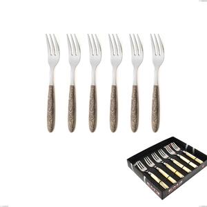 Showcase Pack 6 Pieces Dessert Forks Vero Larice, 18.0 Nickel Free Steel, PBT Sublimated Handle Polished Steel