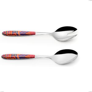 Vero Linear Salad Cutlery Pair, 18.0 Nickel Free Stainless Steel, PBT Handle with Sublimated Polished Steel, Length 250 mm