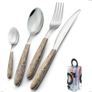 You&Me 24 Pieces Cutlery Set Vero Larice, 18.0 Nickel Free Steel, PBT Sublimated Polished Steel Handle