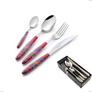 Vero Linear 24-piece cutlery set in space-saving packaging, 18.0 nickel-free steel, PBT sublimated polished steel handle