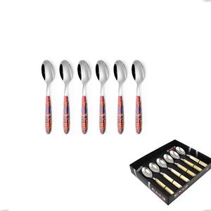 Showcase Pack 6 Pieces Vero Linear Coffee Spoon, 18.0 Nickel Free Steel, PBT Sublimated Handle Polished Steel