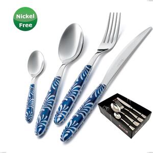 Vero Mediterraneo Blu 28 24 Pieces Cutlery Set in Display Box, Stainless Steel 18/0, Thickness 2.50 mm