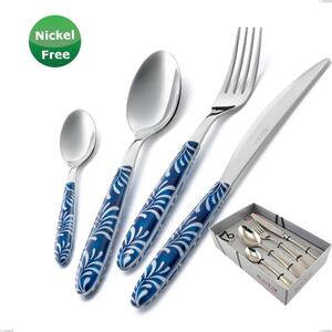 Vero Mediterraneo Blu 28 16 Pieces Cutlery Set in Showcase Box, 4 Table Settings, 18/0 Stainless Steel, 2.50 mm Thickness