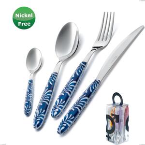 You&Me 24 Piece Cutlery Set Vero Mediterraneo Blu 28, Stainless Steel 18/0, Thickness 2.50 mm
