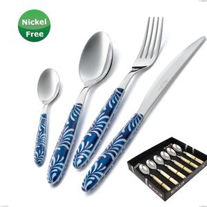 Showcase Pack of 6 Coffee Spoons Vero Mediterraneo Blu 28, Stainless Steel 18/0, Thickness 2.50 mm