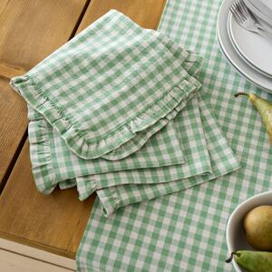 Linford Check Frill Napkins 4 Pack Green Spring Green