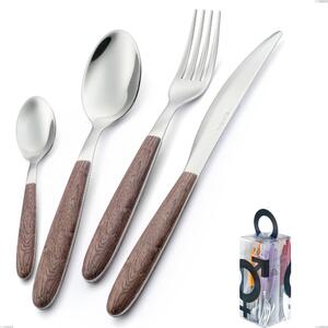 You&Me 24 Pieces Cutlery Set True Walnut, 18.0 Stainless Steel Nickel Free, PBT Sublimated Handle Polished Steel Name: True Walnut