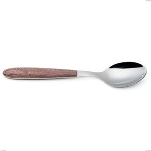 Walnut Handle Table Spoon, 18.0 Nickel-Free Stainless Steel, PBT Sublimated Polished Steel Handle, Length 190 mm, Name: Vero Noce