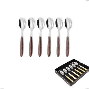Showcase Pack 6 Pieces Vero Noce Coffee Spoon, 18.0 Nickel Free Steel, PBT Sublimated Polished Steel Handle