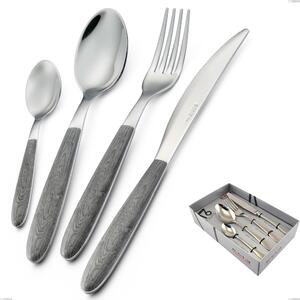 16 Piece Cutlery Set Vero Olmo Grigio in Display Box, 18.0 Nickel Free Steel, PBT Sublimated Polished Steel Handle