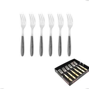 Showcase Pack 6 Pieces Dessert Forks Vero Olmo Grigio, 18.0 Nickel Free Steel, PBT Sublimated Handle Polished Steel