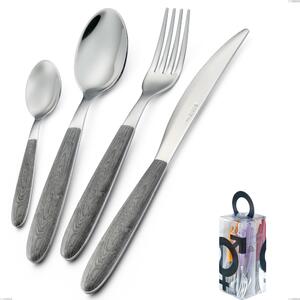 You&Me 24 Pieces Cutlery Set Vero Olmo Grigio, 18.0 Nickel Free Steel, PBT Sublimated Handle Polished Steel