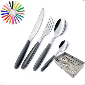 16-Piece Vero Cutlery Set in Display Box, 18/0 AISI 430 Nickel-Free Stainless Steel, ABS Acrylic Handles