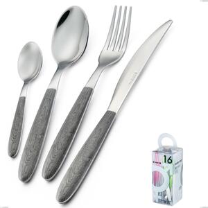 You&Me 16-piece cutlery set in true grey elm, 18.0 nickel-free steel, PBT handle with sublimated polished steel, name: true grey elm