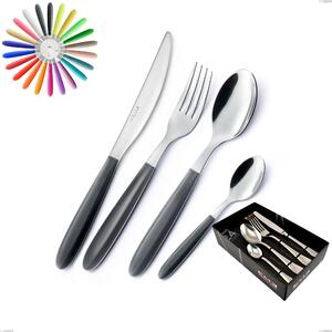 VERO 24 Piece Cutlery Set in 18.C Steel with Coloured ABS Handles in Showcase Packaging