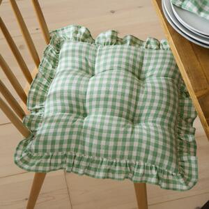 Linford Check Frill Seat Pad Green Spring Green