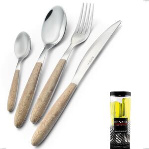 Cylinder Packaging Cutlery Set 24 Pieces Vero Pino, 18.0 Nickel Free Steel, PBT Sublimated Handle Polished Steel