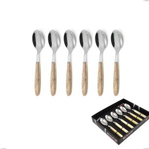 Showcase Pack of 6 Vero Pino Coffee Spoons, 18.0 Nickel-Free Steel, PBT Sublimated Polished Steel Handle