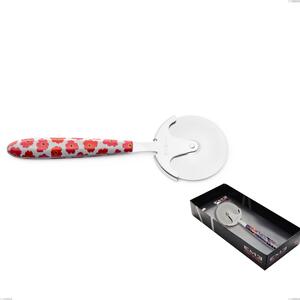 Vero Poppy Showcase Packaging Pizza Cutter Wheel, 18.0 Nickel Free Steel, Polished Steel Sublimated PBT Handle Cutlery