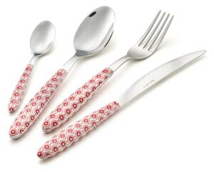 VERO RAJAH Colourful Cutlery Set 4 Pieces, Red1 Table Setting 18/C in Display Packaging